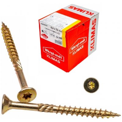 KLIMAS Wkret-met WKCS Ø6 mm TX-30 konstrukční vrut do dřeva se zápustnou hlavou 70 mm - 100 ks – Zboží Mobilmania