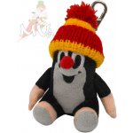 Přívěsek na klíče ústředna Krtek krteček s karabinou sedící červený kulich DS69569824 – Zboží Mobilmania