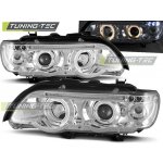 PŘEDNÍ SVĚTLA LAMPY BMW X5, 1999-2003, ANGEL EYES, CHROM, DIODY