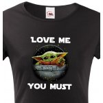 Dámské tričko Baby Yoda černá – Zboží Dáma