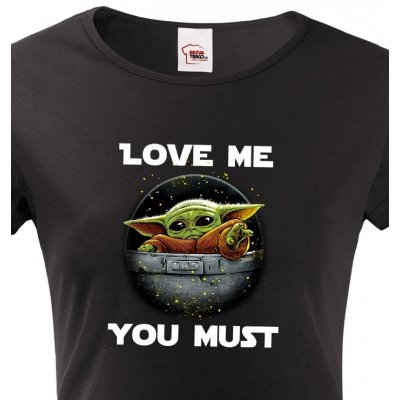 Dámské tričko Baby Yoda černá – Zboží Dáma