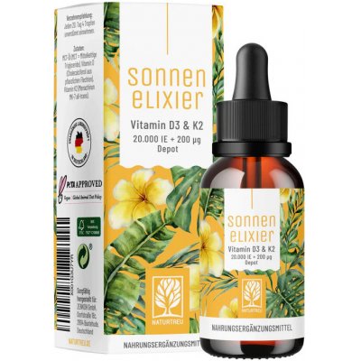Naturtreu Vitamín D3+K2 kapky 20 000 I.E. Sonnenelixier 30 ml – Zboží Mobilmania
