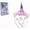 Dětský karnevalový kostým Sada krásy čelenka jednorožec náramek prstýnek 3ks plast v krabičce 17 5x25x4cm