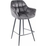 Interior DE Set 2 ks otočná barová židle Papillon 100 cm šedá samet 2SET43883 – Sleviste.cz