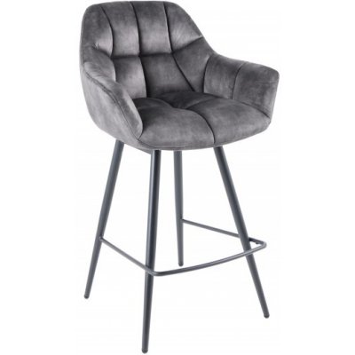 Interior DE Set 2 ks otočná barová židle Papillon 100 cm šedá samet 2SET43883 – Sleviste.cz