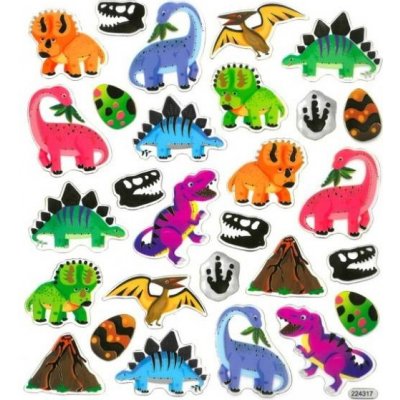 Samolepky papírové barevné Dinosauři
