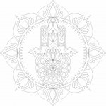 Radost v písku Šablona na pískování mandala ochrany se symbolem HAMSA 57 300 x 300 mm – Zboží Dáma