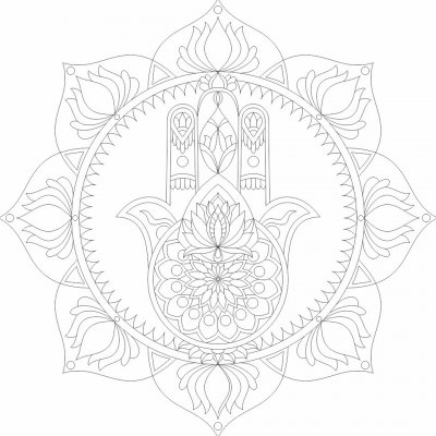 Radost v písku Šablona na pískování mandala ochrany se symbolem HAMSA 57 300 x 300 mm – Zboží Dáma