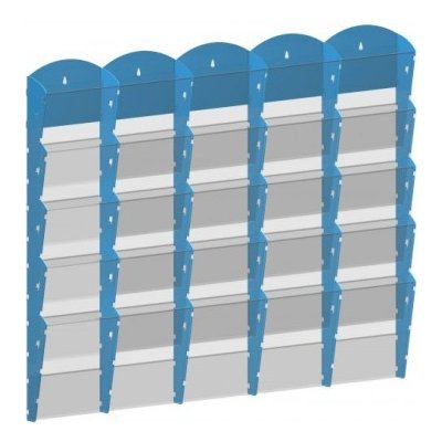 Corping Nástěnný plastový zásobník na prospekty - 5 x 5 A5, modrý – Zboží Mobilmania