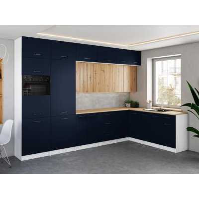 FRONTI Rohová kuchyňská linka WERIA 330x210 cm Marine blue/Dub artisan – Zboží Dáma