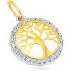 Přívěsky Šperky eshop Přívěsek v kombinovaném 14K zlatě kruh se stromem života blýskavé zirkony GG35.24