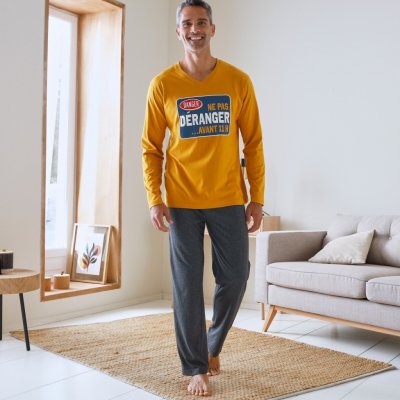 Blancheporte pánské pyžamo dlouhé žluto šedé – Zboží Mobilmania