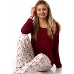 Dámské bavlněné vínové s kalhotami se vzorem růží celopropínací 1B2330 vínová M – Zboží Dáma