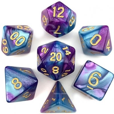 TLAMA games Sada 7 dvoubarevných perleťových kostek pro RPG Barva: azurová / fialová – Zboží Mobilmania
