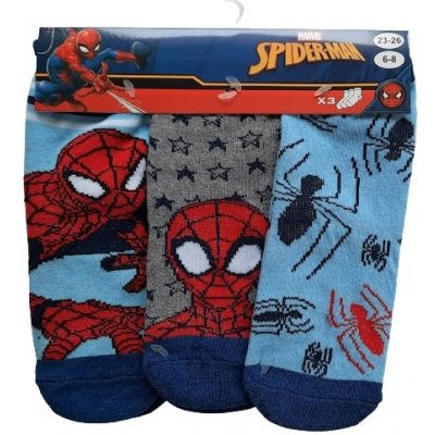 Spiderman Chlapecké ponožky 3pack Modrá/Šedá – Zboží Mobilmania
