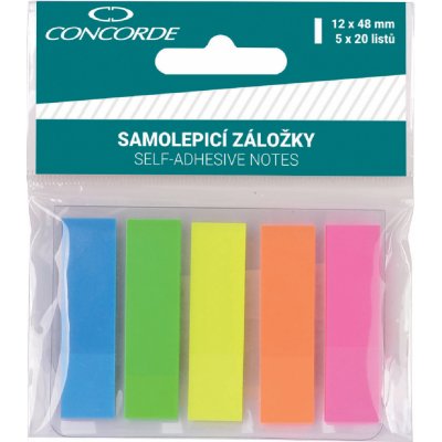 Záložky samolepicí neonové 12x48 mm (5 barev po 20 l.) – Zboží Dáma
