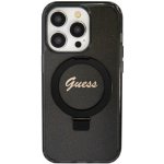 Guess Ring Stand Glitter třpytivý s výklopným stojánkem a MagSafe iPhone 15 Pro - černé