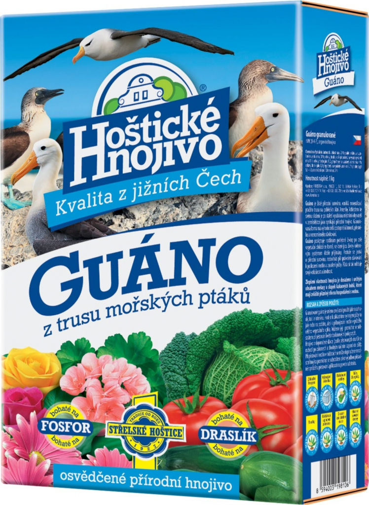 Hoštické hnojivo Guáno granulované z trusu mořských ptáků 1kg