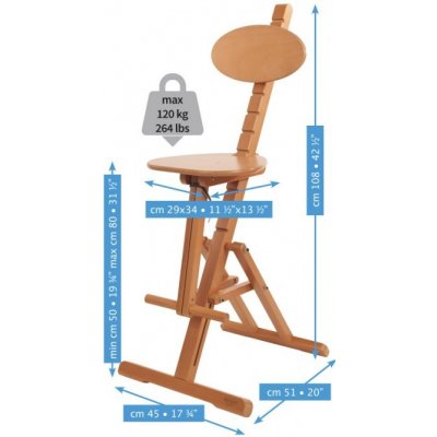 Dřevěná nastavitelná židle pro malbu Mabef M/44 – Zboží Mobilmania