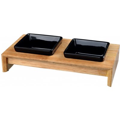 Trixie Set keramických misek PRO KOČKY A MALÉ PSY v dřevěném stojánku 2 x 0,2 l 10 cm – Zboží Mobilmania