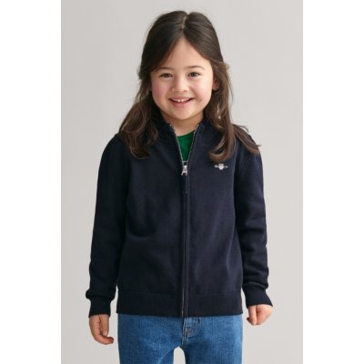 Gant Shield Cotton Zip Cardigan modrá – Zboží Dáma