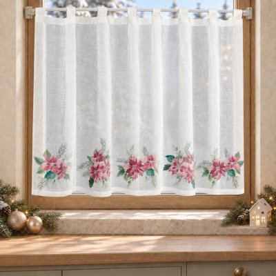Vánoční dekorační krátká vitrážová záclona do kuchyně BETLEHEM 150x90 cm MyBestHome – Hledejceny.cz