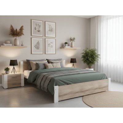 Textilomanie Ikaros bílá / dub sonoma s laťkovým roštem matrace Deluxe 10 cm – Sleviste.cz