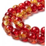 Praskané korálky - červenožluté - ∅ 8 mm - 10 ks – Zboží Dáma