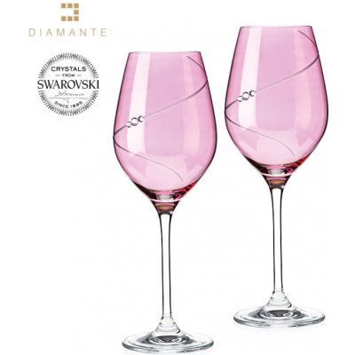 Swarovski Elements Crystalex Bohemia Glass Sklenice na bílé víno růžové se Silhouette Pink 360 ml – Zboží Mobilmania