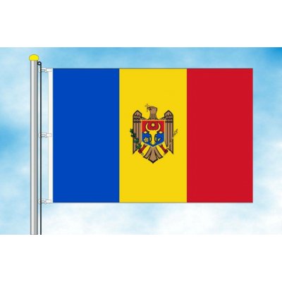 LIBEA, s.r.o. Vlajka Moldavska Rozměr: 150×225 cm, Uchycení: Karabiny na stožár – Hledejceny.cz
