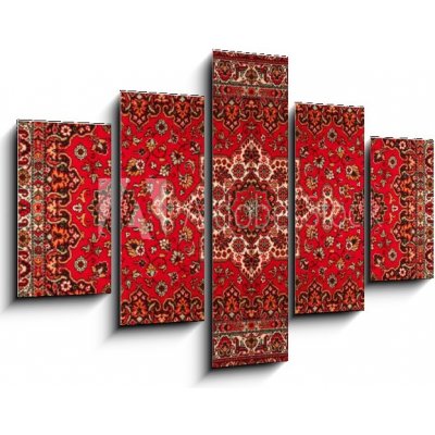 Obraz 5D pětidílný - 150 x 100 cm - Old Persian carpet with pattern. top view Starý perský koberec se vzorem. pohled shora – Zboží Mobilmania