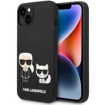 Pouzdro Karl Lagerfeld MagSafe Kompatibilní Liquid Silicone Karl and Choupette iPhone 14 Plus černé