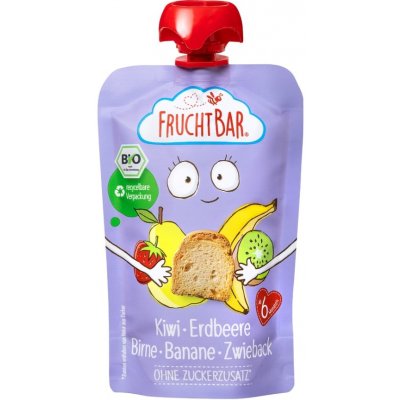 FruchtBar BIO kapsička Kiwi jahoda hruška banán suchar 100 g – Zboží Dáma