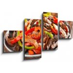 Obraz 4D čtyřdílný - 100 x 60 cm - mexican food - beef fajitas and bell peppers mexické jídlo – Sleviste.cz
