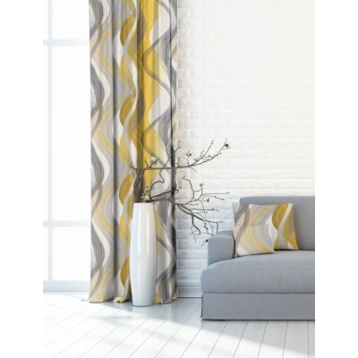 Závěsy dekorační Vlny šedožluté - více rozměrů - 145x250cm / Ano 391102-117 – Hledejceny.cz