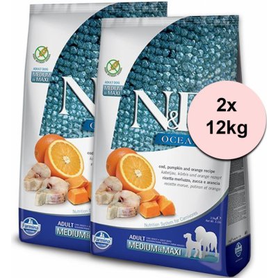 N&D Ocean Dog Adult Medium & Maxi Low Grain Codfish & Orange 2 x 12 kg