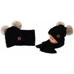 Z&Z Dvouvrstvá pletená čepice na zavazování s šátkem 2v1 Méďa černá – Zboží Dáma