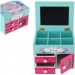 Teddies Skříňka šperkovnice Princess 3 zásuvky odklápěcí vrch se zrcátkem dřevo – Zboží Dáma