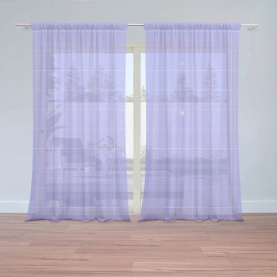 Záclony Čtvercový vzor fialové: 2 ks - 150x250 cm - Sablio – Hledejceny.cz