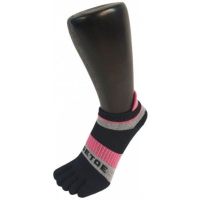 ToeToe RUNNING FUN funkční prstové ponožky černá / růžová – Zboží Mobilmania