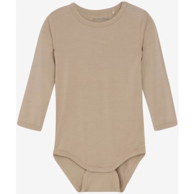 Dětské body s dlouhým rukávem z bambusu hnědé Simply Taupe MINYMO – Zboží Dáma