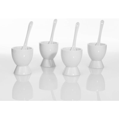 EH Excellent Houseware Kalíšky na vejce + lžičky, 8 ks v sadě bílá – Zboží Mobilmania