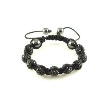 Shamballa náramek s černými korálky SSBSM-02