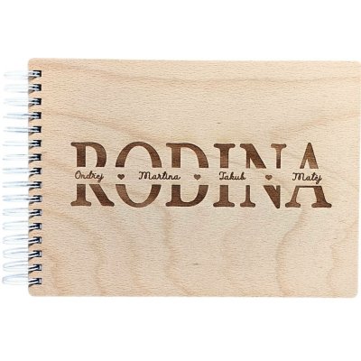Black M Design Dřevěné album - Rodina Barva vnitřních papírů: Grafitová, Vyber typ vazby: Pevná dělená (černá) – Zboží Živě