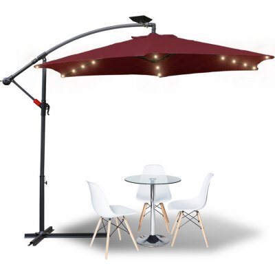 Yakimz 3m slunečník UV40+ Camping Pendulum Umbrella Pavilion LED Solar Garden Umbrella Červená – Zboží Mobilmania