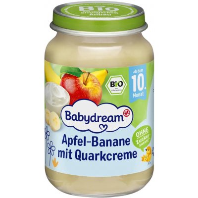 Babydream BIO ovocné pyré jablko a banán s tvarohem 190 g – Zboží Mobilmania