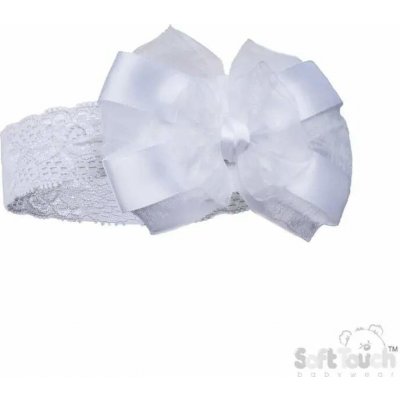 Kojenecká krajová čelenka s mašličkou bílá – Zboží Mobilmania
