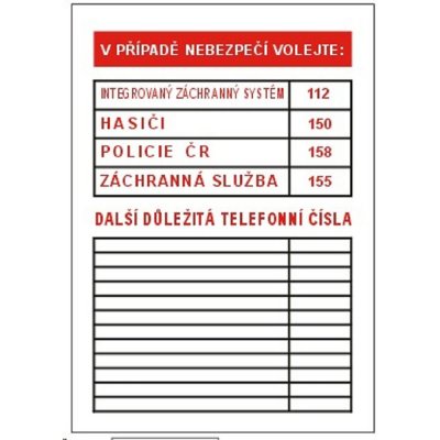 B.t. plast Důležitá telefonní čísla A4 – Zbozi.Blesk.cz