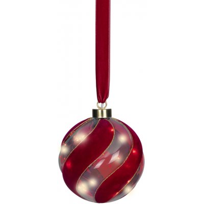Skleněná ozdoba LED koule, 14 cm, červená, Kaemingk – Hledejceny.cz