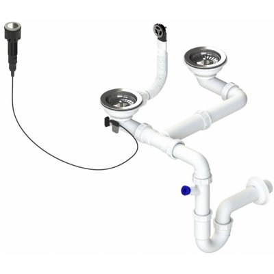 Sinks Dvousifon 3 ½" pro granit. dřezy s extra úsporou místa a s exc. ovladačem (clic-clac) SPNG3DXCC – Sleviste.cz